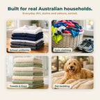 Built for real Australian households: school uniforms, gym clothing, towels and linen, pet bedding
